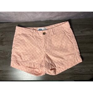 Old Navy Mid Rise Everyday Shorts Soft Pink Embroidered Eyelet Preppy Size 6